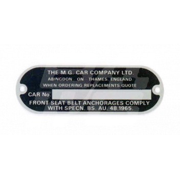 Image for M.G. CAR CO. CHASSIS PLATE